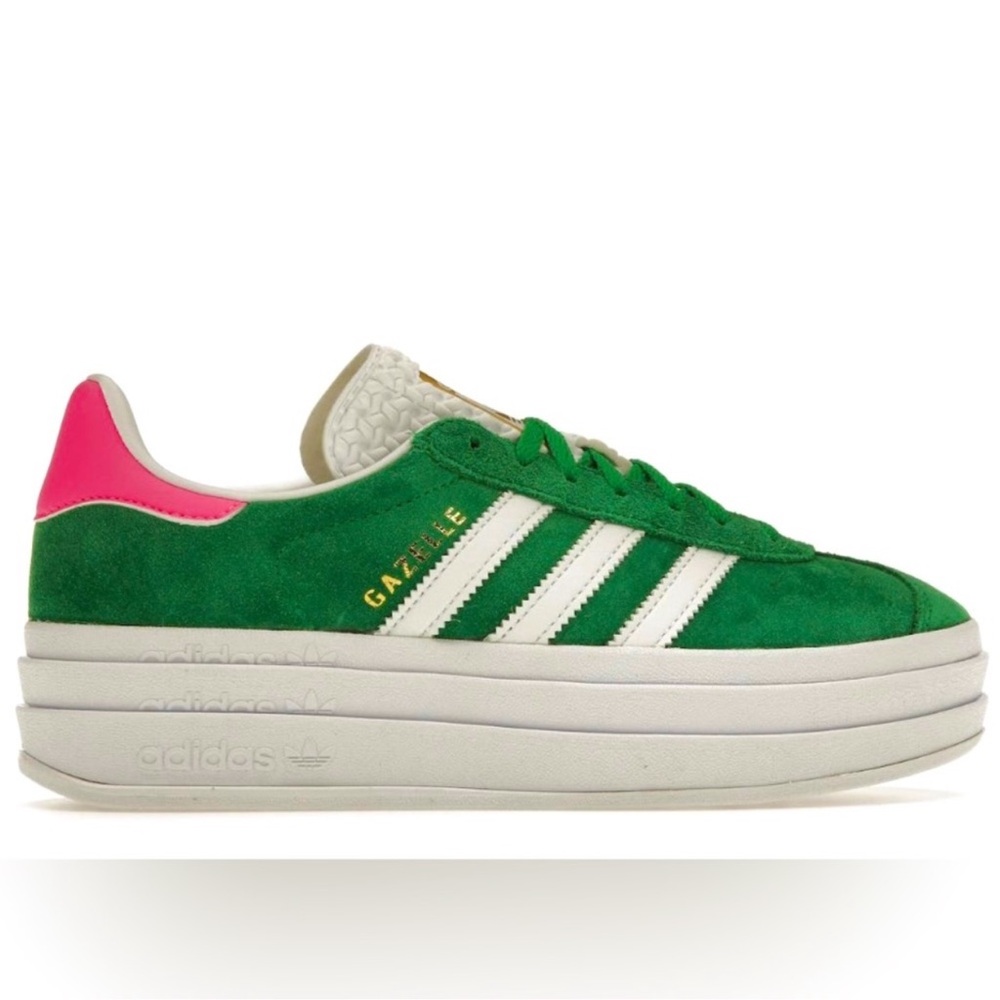 Women's Adidas Gazelle
Bold Green Lucid Pink Platform
Sneakers size 7 💚🩷